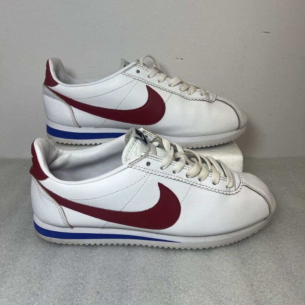 Nike Classic Cortez Forrest Gump Womens Sz 8.5 White Red Blue Athletic Sneakers
